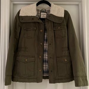 Old Navy Green Utility Jacket, Small, Padded, Snap Front